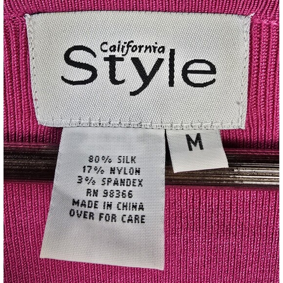 Vintage California Sytle Pink Sleeveless Silk Blend Square Neck Tank Sz Med - Picture 2 of 3